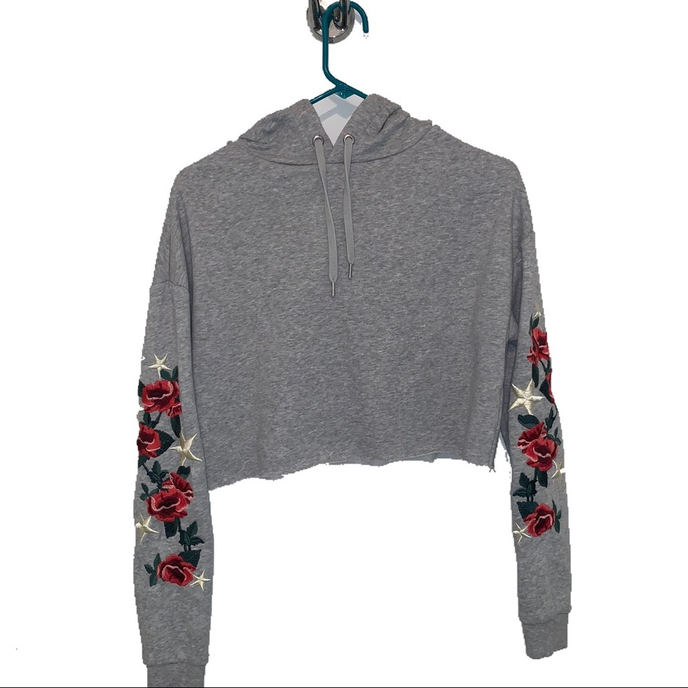H&M grey women’s crop hoodie S
